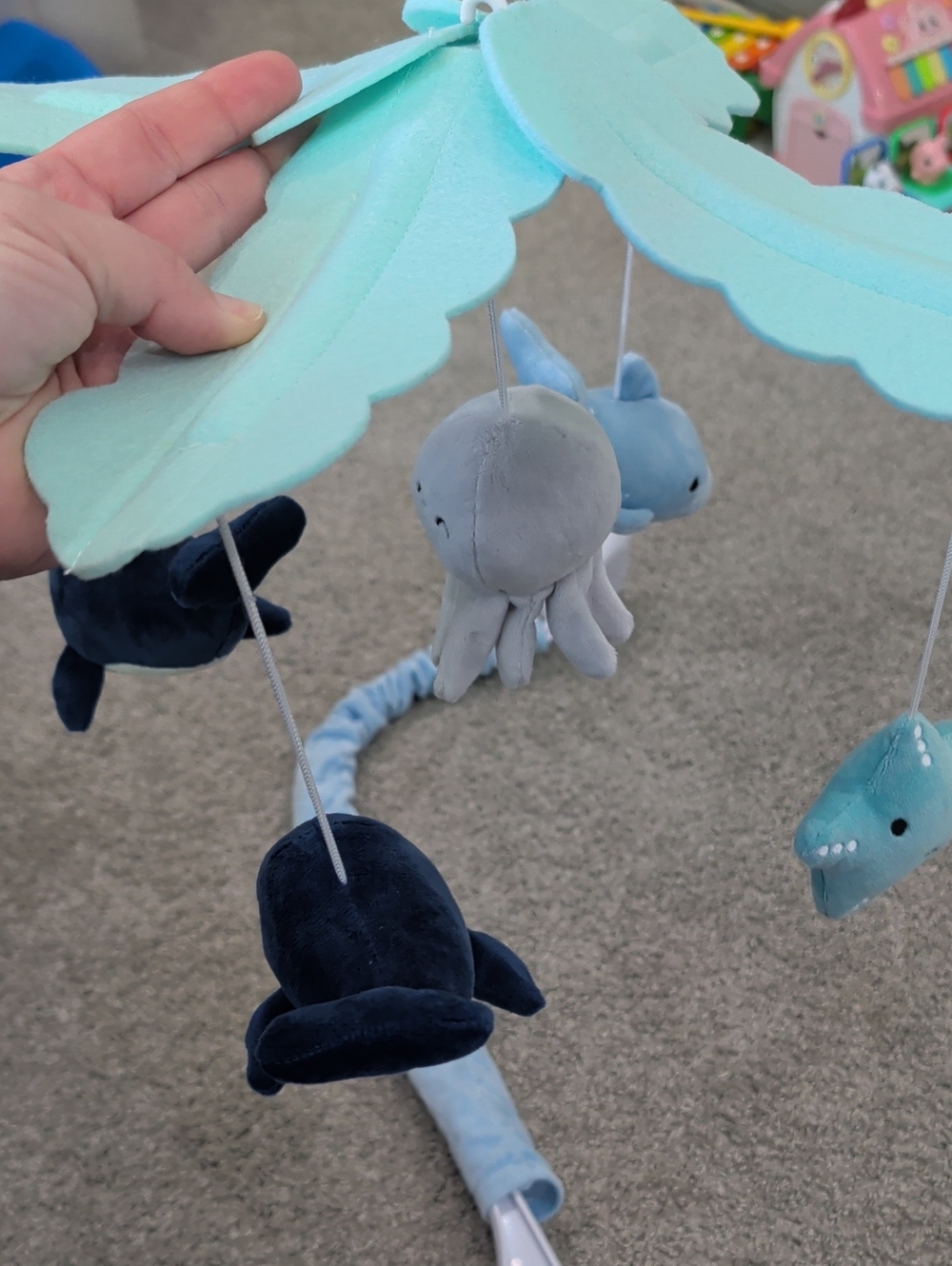 Plush Sea Friends Mobile - Light Aqua and Navy